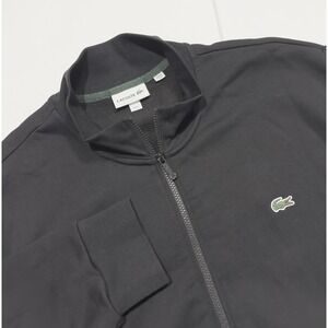 Lacoste Men's Full Zip Piqué Fleece Lined Track Jacket Black Size 2XLT Tennis